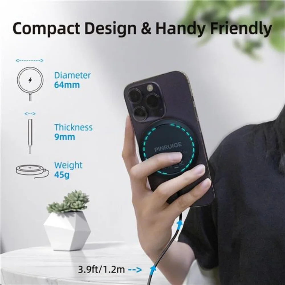 Magnetic Wireless Charger for iPhone, 15W Fast Mag Safe Charger 2 Pack Charging